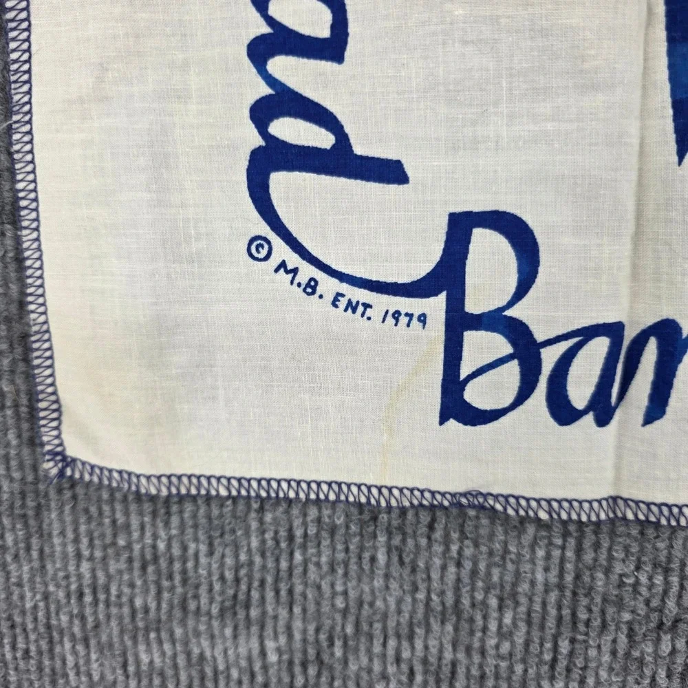 Vintage 1979 Bad Bandanna Football Stars Blue White Scarf 21x21 Melanie M.B. Ent